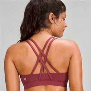 Lululemon Energy Bra Size 12 mulled wine double crisscross straps yoga EUC!